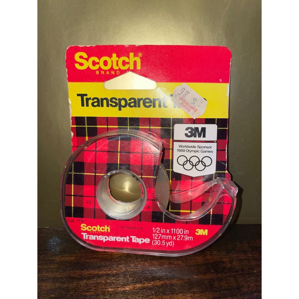 Vintage 3M Scotch‎ Transparent Tape 1/2 in. x 1100 in. 1988 Olympics Sponsor NOS